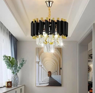 Yavik Modern 300mm black and gold chandelier light fixture ,12 inch chandelier jhumar Chandelier Ceiling Lamp(Black, Gold)