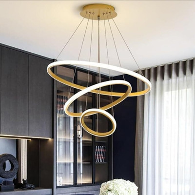 GENREE GEN-GOLD 5316/3 RING Chandelier Ceiling Lamp(Gold)