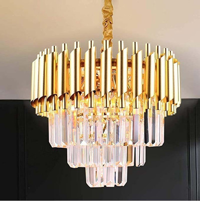 Risa crystal Gold polish metal 400mm chandelier hanging ceiling pendant jhoomer Chandelier Ceiling Lamp(Gold)