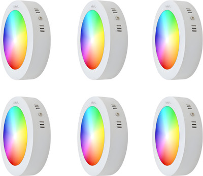 M.v.l lights 9W 7-in-1 Multicoloure Surface panel Led Light pack of 6 Ceiling Light Ceiling Lamp(Multicolor)