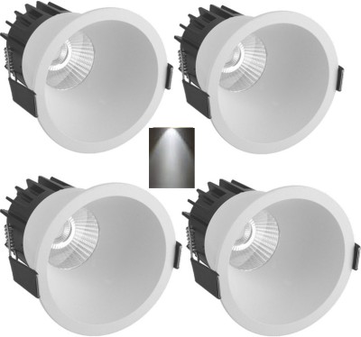 RADIANT LED 15W COB Deep (CW-6500K)Cutout-3 Inch) Pack of 4 Recessed Ceiling Lamp(White)