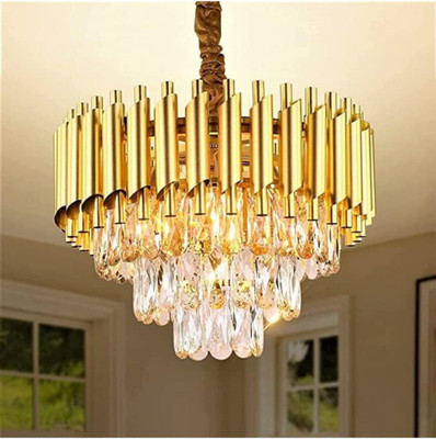 KAYUV chandelier Crystal Gold Polish 400mm Colour Changing Hanging Pandent Chandelier Ceiling Lamp(Gold)