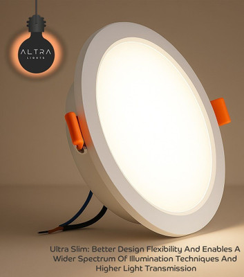 ALTRALIGHTS 22W Natural White (4000K) Light Shade Set of 2 Polycarbonate Round Pannel Recessed Ceiling Lamp(White)