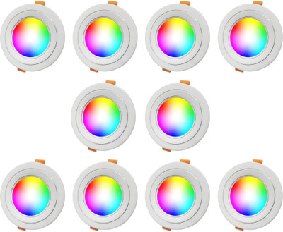 M.v.l lights 9W 7-in-1 Round LED Colour Changing Ceiling Down Light Pack of 10 Ceiling Light Ceiling Lamp(Multicolor)