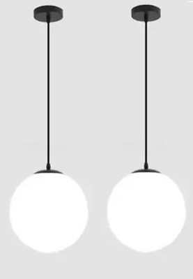 Areezo AREEZO HANGING PENDENT DOOM LIGHT BLACK COLOUR (BULB NOT INCL.)(PACK OF 2) Pendant Lamp Ceiling Lamp(Black, White)