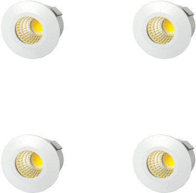 GALAXY LED 3 Watt COB Round Spot Ceiling Light, Color of LED Warm White pack of 4 Recessed Ceiling Light Ceiling Lamp(Yellow, White)