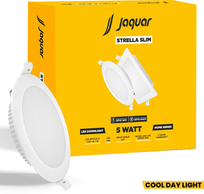 Jaquar Strella Slim 5W Round Recess Down Light - Cool White (Pack of 1) Ceiling Light Ceiling Lamp(White)