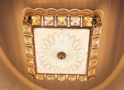 Swanart Elegant Crystal Flush Mount Ceiling Light - Square LED Ceiling Lamp for Bedroom Chandelier Ceiling Lamp(Multicolor)