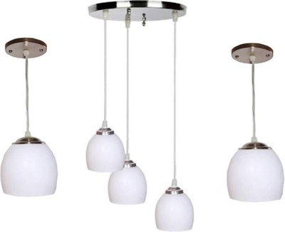 VAGalleryKing Multicolor Glass Decorative 3Lite Ceiling Lamp With 2 Hanging Light Combo Pack Pendant Lamp Ceiling Lamp(White)