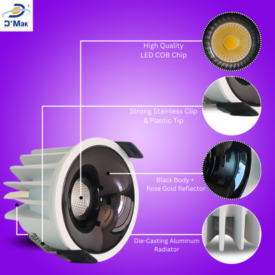 D'Mak D'Mak 18W LED Creta COB Spot Light White Body Shining Black Reflector Nw 2 Ceiling Light Ceiling Lamp(White)