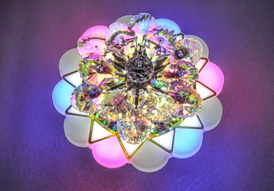 Swanart Rotating Crystal Flower Chandelier Ceiling Lamp(Multicolor)