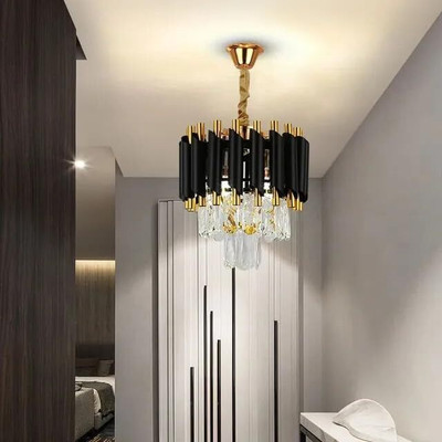 GENREE GENREE Modern Crystal 3-Tier (Wh/WW/NW) LED Chandelier Ceiling Lamp(Black, Gold)