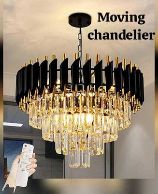 SAVORADE 500mm BG Moving Remote Control Chandelier@c1 Chandelier Ceiling Lamp(Black, Gold)