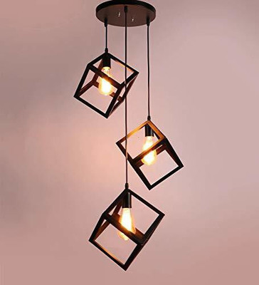 GAUVIK GAU-CLUSTER HANGING SQUARE THAALI Cluster Pendant Light/Cluster Hanging Light/Cluster Ceiling Light for Restaurant,Bedroom, Living Room and Home Decor Chandelier Ceiling Lamp(Black)