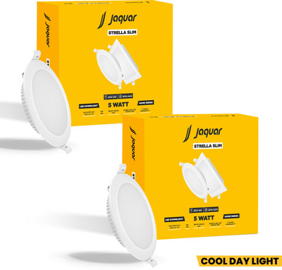 Jaquar Strella Slim 5W Round Recess Down Light - Cool White (Pack of 2) Ceiling Light Ceiling Lamp(White)