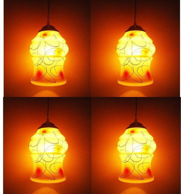 VAGalleryKing Color Full Glass&Steel Hanging Pack Of 4 Pendant Lamp Ceiling Lamp(Brown)