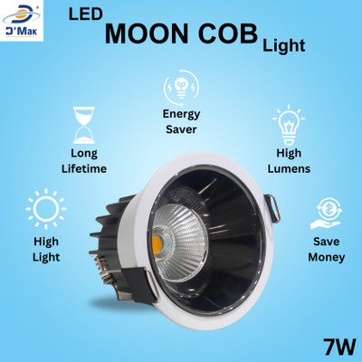 D'Mak D'Mak 7W LED COB Spot Light White Body Shining Black Reflector Natural White 1 Ceiling Light Ceiling Lamp(White)