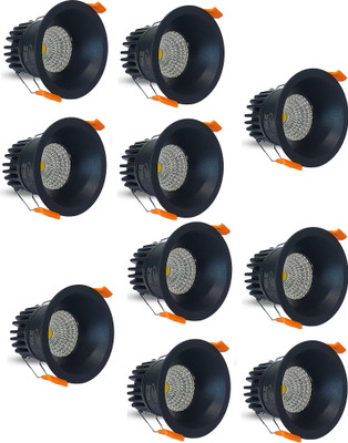 D'Mak D'Mak 12W Black Body LED Deep COB Light Pack of 10 Ceiling Light Ceiling Lamp(White)