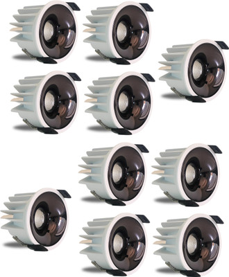 D'Mak D'Mak12W LED COB Spot Light White Body Shining Black Reflector Wh 10 Ceiling Light Ceiling Lamp(White)