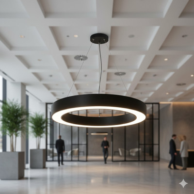 Linga Lighting Ring Hanging Light 600MM/48W 4000K Natural White Donut Shape Pendants Ceiling Lamp(Black)
