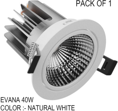 Nortek Evana 40W Round Adjustable Design Tiltable COB Downlight Natural White Pack of 1 Recessed Ceiling Light Ceiling Lamp(White)