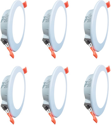 MVL Maxa 10-Watts Round Led Panel Conceal Down Pack of 6 Ceiling Light Ceiling Lamp(White)