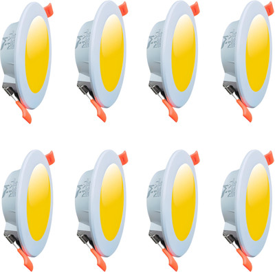 MVL 10W Maxa Bright Round LED Conceal Down Light (Warm White - Yellow) Pack of 8 Ceiling Light Ceiling Lamp(Yellow)