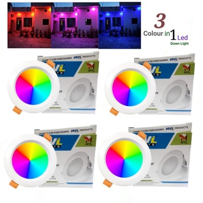 M.V.L 10 W Round Plug & Play CFL Bulb(Multicolor, Pack of 4)