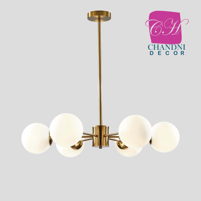 Chandni Décor Modern 6-Light Sputnik Chandelier with Frosted Glass Globe Mid Century Ceiling Ceiling Light Ceiling Lamp(Multicolor)