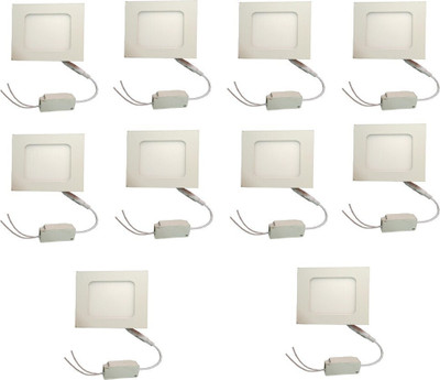 GALAXY 6 watt LED Square Slim Panel Light False Ceiling POP DownLight Indoor Light White pack of 10 Recessed Ceiling Light Ceiling Lamp(White)