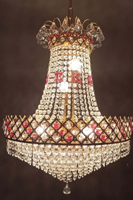 Shri Mahal Antiques LED Crystal Big Size Jhumar Ceiling Light For Living Room/Hall/Bed Room Chandelier Ceiling Lamp(Gold, Clear, Red)