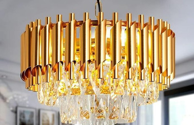 SEETASTIC 400mm gold jhummar q1 Chandelier Ceiling Lamp(Gold)