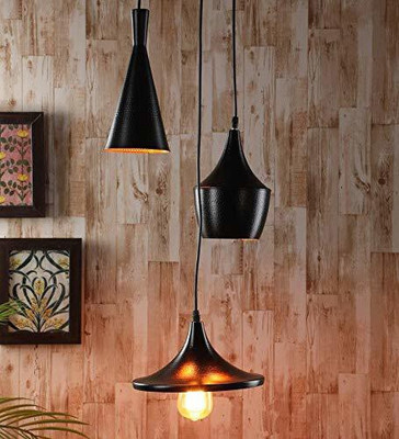 GAUVIK GAU-CLUSTER HANGING 0018 THAALI Cluster Pendant Light/Cluster Hanging Light/Cluster Ceiling Light for Restaurant,Bedroom, Living Room and Home Decor Chandelier Ceiling Lamp(Black)