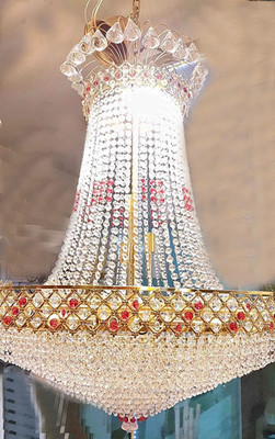 Prmoagen Orginal K/9 Diamond Full size LED Crystal Chandelier Chandelier Ceiling Lamp(Gold, Clear, Red)