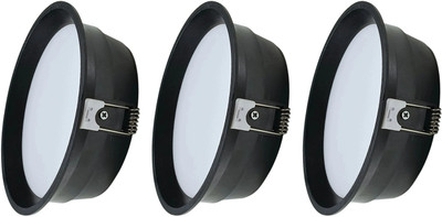 ASTER LITE 20W LED Panel Light Round, Deep Down Light (Cool White, Pack of 3) Recessed Ceiling Light Ceiling Lamp(Black)