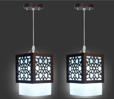 jency Innovate Square Flower Design hanging lamp (Set of 2),bulb not included Pendant Lamp Ceiling Lamp(Black, White)