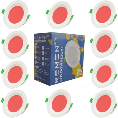 REMEN 5W Round LED Panel Conceal Down Light (Red, Pack of 10) Recessed Ceiling Light Ceiling Lamp(Red)