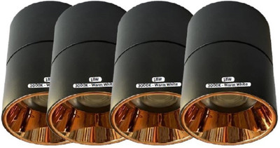 TB Technobeam 18 Watts Warm white 3000K Surface Cylindrical Light Rose Reflector -Pack4 Chandelier Ceiling Lamp(Yellow)