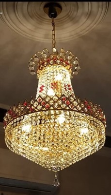 Shri Mahal Antiques Crystal Chandelier Light For Living Room Hall Bed Room Decorative etc Chandelier Ceiling Lamp(Gold, Red, Clear)