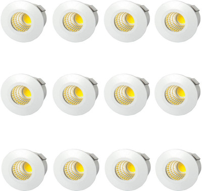 GALAXY LED 3 Watt COB Spot Ceiling/wooden Light, Color of LED Warm White pack of 12 Recessed Ceiling Light Ceiling Lamp(Yellow)