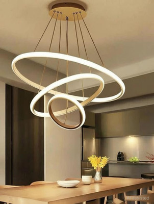 Blissbells 3 ring GOLD for lobby,drawing room,hall,with 3 modes of colours Chandelier Ceiling Lamp(White)
