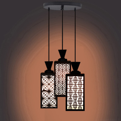 1st Time Wood Pendant Hanging Ceiling Light Lamp Of 3 Lamp Shade For Indoor Lighting Pendants Ceiling Lamp(Black, White)