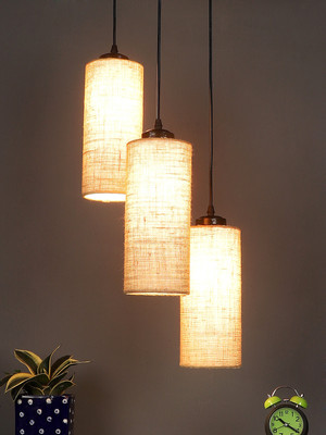 Devansh Devansh Beige Jute Cylindrical Cluster Hanging Lamp Pendant Lamp Ceiling Lamp(Beige)