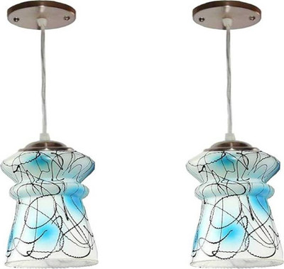 VAGalleryKing Double Glass Hanging Light Flush Mount Ceiling Light Pendant Lamp Ceiling Lamp(Blue)