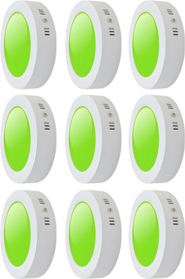 MVL 9W CBL Round Surface Panel Down Light Green Pack of 9 Ceiling Light Ceiling Lamp(Green)