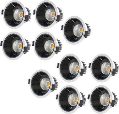 D'Mak D'Mak 7W LED COB Spot Light White Body Shining Black Reflector wh 10 Ceiling Light Ceiling Lamp(White)