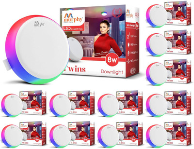 MURPHY Dual Mode Round LED Light 8W+8W (Cool White + RGB, PACK OF 12) Ceiling Light Ceiling Lamp(Multicolor)