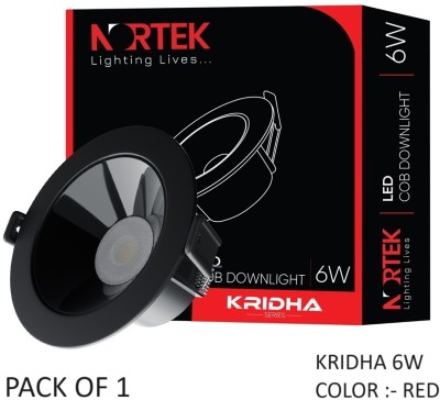 Nortek Kridha 6W Round Downlight Deep Junction & Concealed Box Light Red Pack of 1 Recessed Ceiling Lamp(Black)