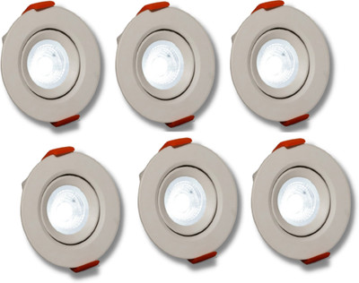 D'Mak D'Mak 1 Watt LED COB/Spot Light/Button Light Square Driver Included pack of 6 Recessed Ceiling Light Ceiling Lamp(Yellow)