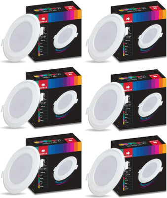 HAVELLS Luna 6W Downlight 6500K High Voltage Protection Upto 4KV Pack of 6 Junction Box Ceiling Light Ceiling Lamp(White)